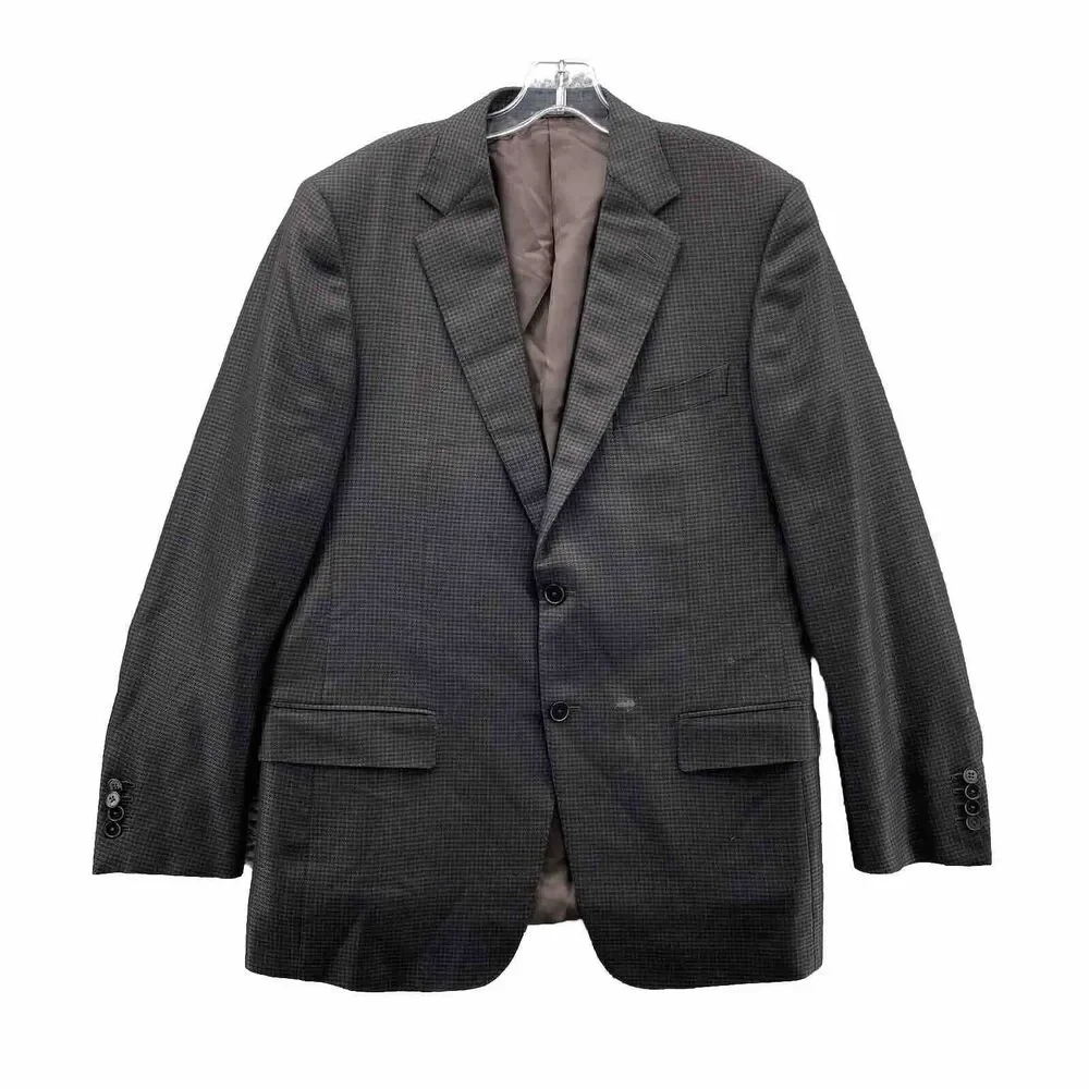 Ermenegildo Zegna Blazer Mens 52 R Brown Herringbone Cashmere Wool Silk Sport